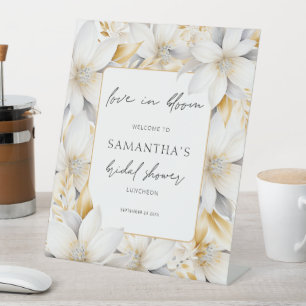Modern Love In Bloom Floral Welcome Bridal Shower  Pedestal Sign