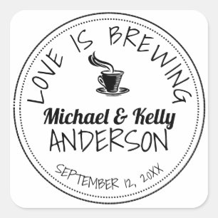 Modern Love is Brewing Coffee Tea Wedding Square Sticker