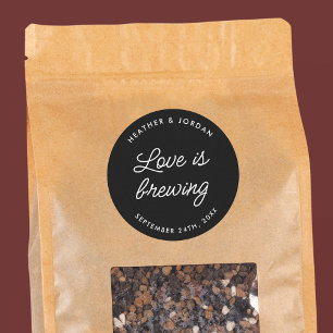 Modern Love Is Brewing Wedding Coffee Favours Classic Round Sticker
