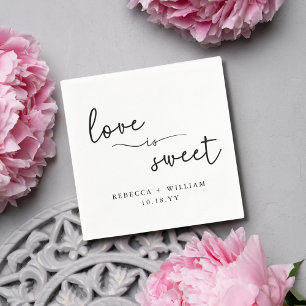 Modern Love is Sweet Handwritten Script Favor Clas Napkin