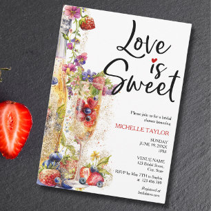Modern Love is Sweet Summer Champagne Strawberries Invitation