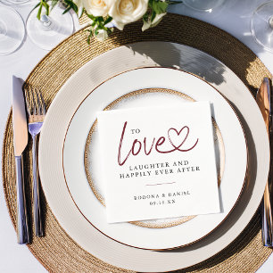 Modern Love Laughter Happily Ever After Wedding Napkin