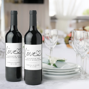 Modern Love Laughter Happily Ever After Wedding Wine Label