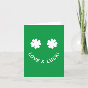 Modern Love & Luck 4 Leaf Clover Smiling Emoji Holiday Card
