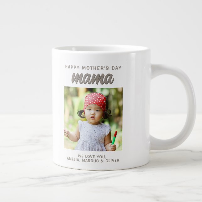 Modern Love Mama Kids Photo Happy Mother's Day  Large Coffee Mug (Right)