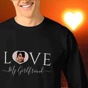Modern love my girlfriend  heart photo Black White T-Shirt