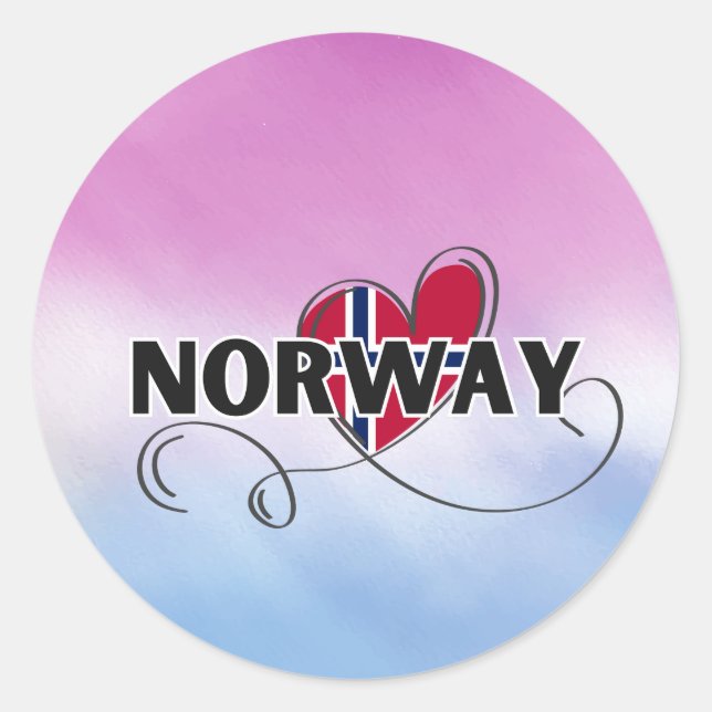 Modern Love Norway Flag scandinavia Souvenir  Classic Round Sticker (Front)