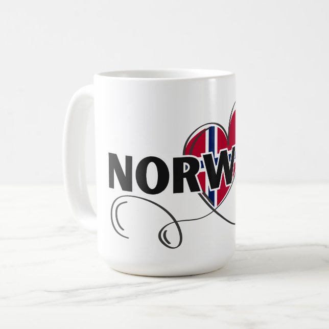 Modern Love Norway Flag scandinavia Souvenir  Coffee Mug (Front Left)
