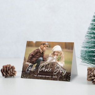 Modern Love Peace Joy 2 PHOTO Christmas Card