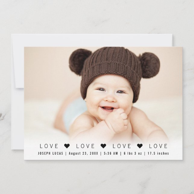 Modern Love Photo Collage Birth Announcement (Front)