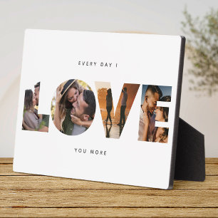 Modern LOVE Photo Collage Cutout Valentine's Day Plaque