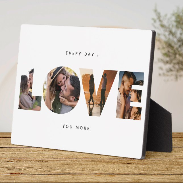 Modern LOVE Photo Collage Cutout Valentine's Day Plaque (Creator Uploaded)