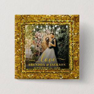 Modern LOVE Photo Collage Valentine's Day 15 Cm Square Badge