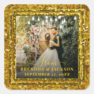 Modern LOVE Photo Collage Valentine's Day Square Sticker