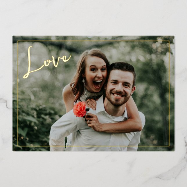 Modern Love Photo Foil Holiday Card (Front)