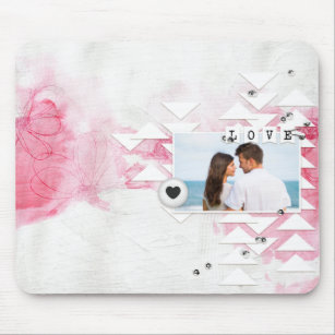 Modern Love Pink Floral Personalised Photo Mouse Mat