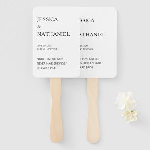 Modern Love Quote Black & White Wedding Hand Fan