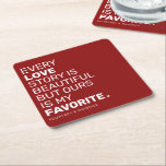 Modern Love Quote | Couples Name Square Paper Coaster<br><div class="desc">Personalised modern love quote on a terra rose background that can be changed to any colour.</div>