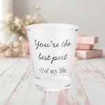 Modern Love Quote Shot Glass<br><div class="desc">Small glass, big meaning 🤍 This modern quote shot glass features the romantic message “You’re the best part of my life.” in a clean, minimalist style that feels both playful and heartfelt. Designed to be simple and elegant, it’s perfect for celebrations, cozy nights in, or thoughtful gifting. Ideal for Valentine’s...</div>