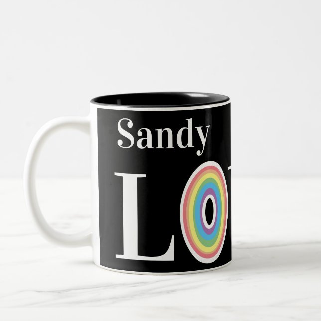 Modern Love Rainbow on Chic Black Two-Tone Coffee Mug (Left)
