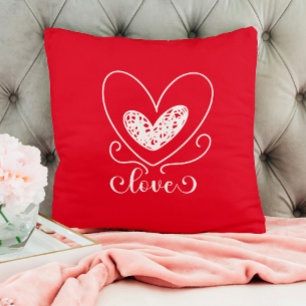 Modern Love Red Heart Happy Valentines Day Gift Cushion