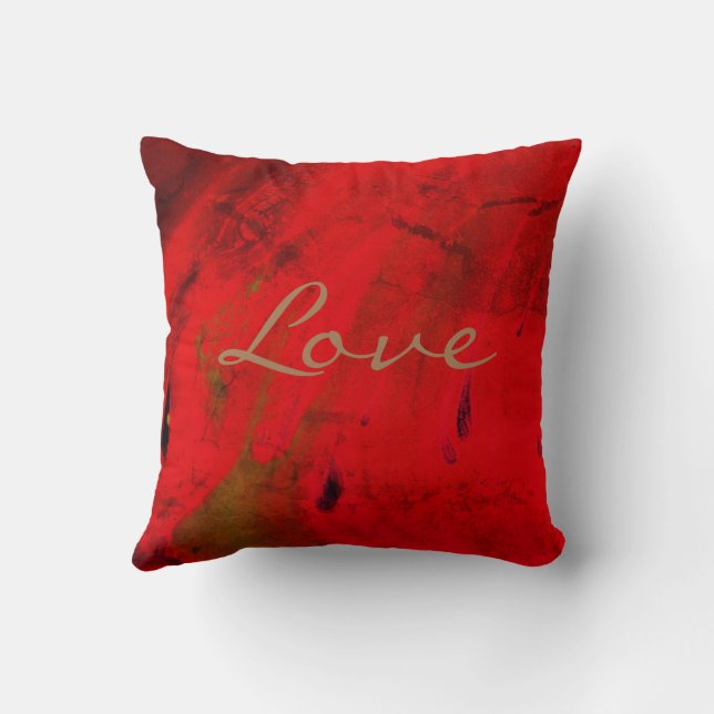 Modern Love Red Purple Abstract Design  Cushion (Back)