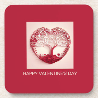 Modern Love & Red Valentines Day Hearts Coaster