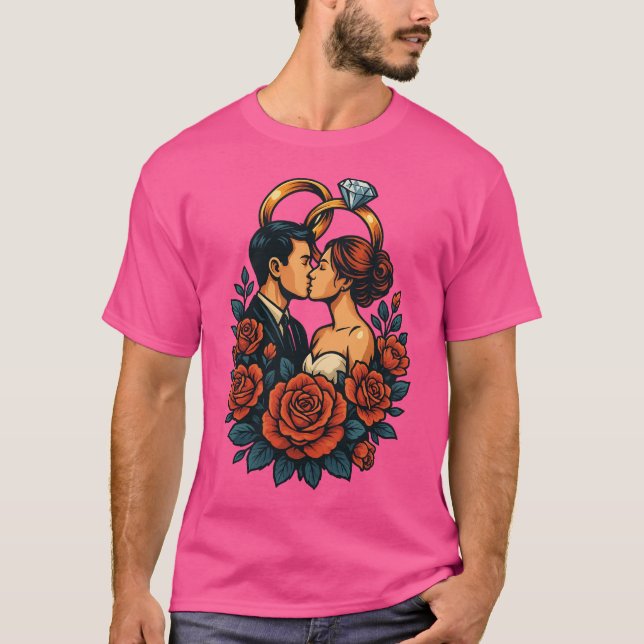 Modern Love – Romantic Wedding Couple Long Sleeve T-Shirt (Front)