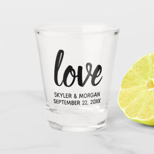 Modern Love Script Chic Personalised Wedding Shot Glass