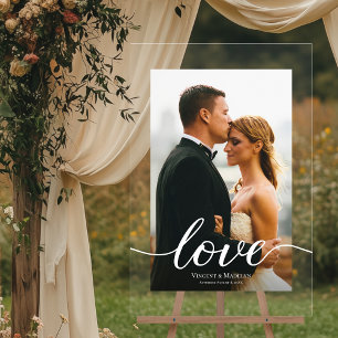 Modern Love Script Custom Photo Acrylic Wedding Acrylic Sign