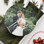 Modern Love Script Newlywed Full Photo Keepsake Ornament<br><div class="desc">Special personalised newlywed wedding photo ornament to display your own special wedding photo memory. Our design features a full photo design with your last name displayed along the top. The word "Love" is designed in a beautiful handwritten white script style that is overlaid over the wedding photo. The back and...</div>