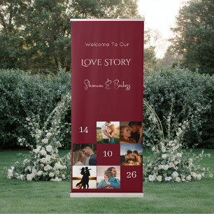 Modern Love Story Engagement /Wedding  Photo Retractable Banner