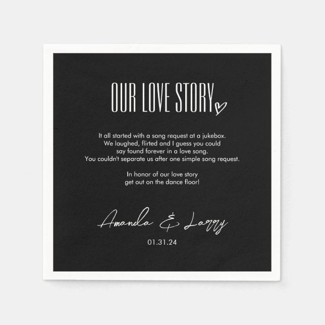 Modern Love Story Wedding Napkin (Front)