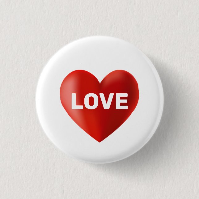 Modern LOVE Text and Heart 3 Cm Round Badge (Front)
