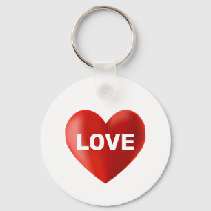 Modern LOVE Text and Heart Key Ring