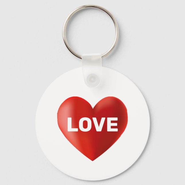 Modern LOVE Text and Heart Key Ring (Front)