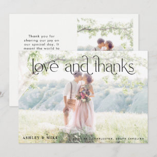 Modern Love & Thanks 2 Photo Wedding Thank You Card