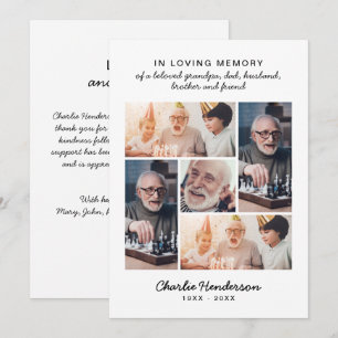 Modern Love & Thanks 5-Photo Funeral/Bereavement Thank You Card