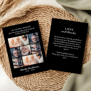 Modern Love & Thanks 5-Photo Funeral/Bereavement Thank You Card