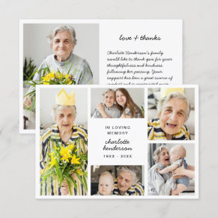 Modern Love & Thanks 6-Photo Sympathy Thank You Card