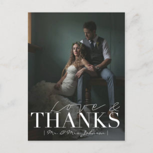 Modern Love & Thanks   Wedding Thank You Photo Postcard