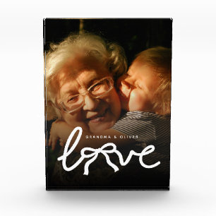 Modern Love Typography Grandma Custom Photo Gift Block