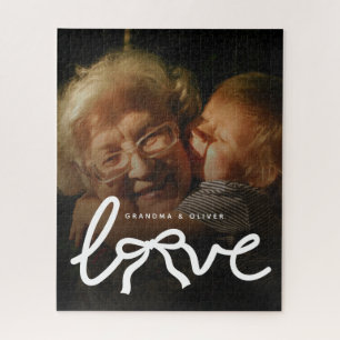 Modern Love Typography Grandma Custom Photo Gift Jigsaw Puzzle