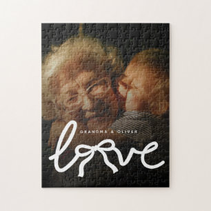 Modern Love Typography Grandma Custom Photo Gift Jigsaw Puzzle