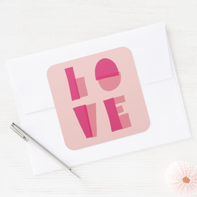 Modern Love Typography Valentine's Day Square Sticker (Envelope)