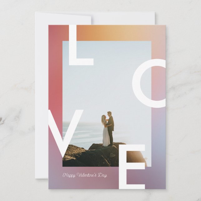 Modern Love Valentine's Day Gradient Ombré  Card (Front)