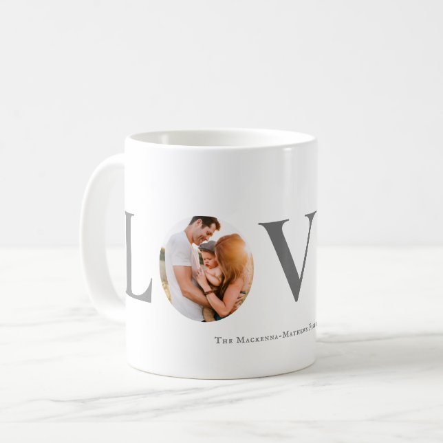 Modern Love Watercolor Hearts Valentines Day Photo Coffee Mug (Front Left)