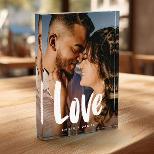 Modern Love Wedding Simple Calligraphy Family Photo Block