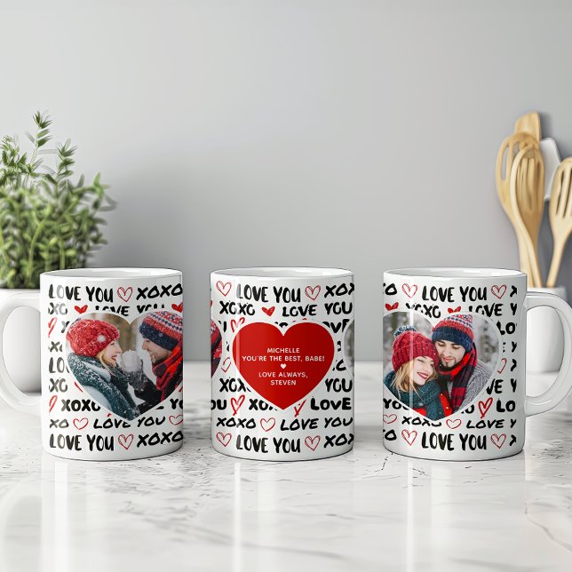Modern Love You 2 Heart Photos & Personal Message Coffee Mug (Creator Uploaded)