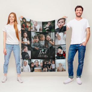 Modern Love You Dad/Daddy/Other Photo Collage Fleece Blanket